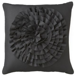 Ruffletta 16 Square Decorative Pillow, Black, Girls