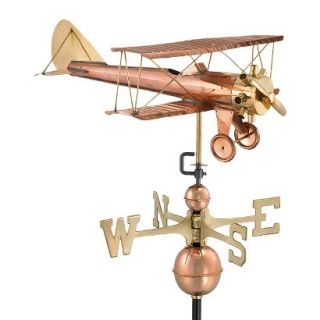 Good Directions Biplane Weathervane   Polished Copper