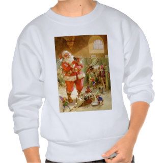 Santa Claus in his North Pole Reindeer Stables Pull Over Sweatshirts