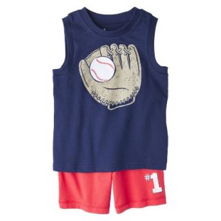 Circo Infant Toddler Boys Baseball Muscle Tee & Jersey Short Set   Navy/Red 5T