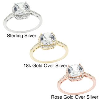 Icz Stonez Sterling Silver Square cut Cubic Zirconia Engagement style Ring ICZ Stonez Cubic Zirconia Rings