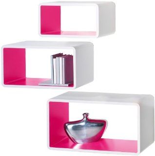 Sigel MC124 3er Set Wand Regale Mycube weiß/pink, 3 verschiedene Größen Bürobedarf & Schreibwaren