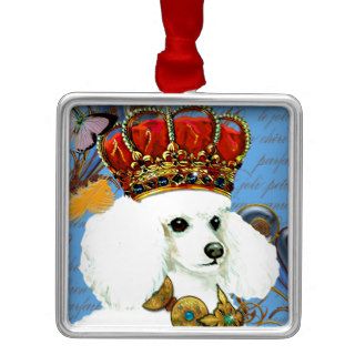 White Poodle King Painting Dress up Christmas Ornaments