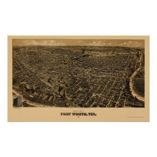 Fort Worth, TX Panoramic Map   1891 Posters