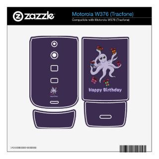 Happy Birthday Octopus Purple Motorola W376 Decal