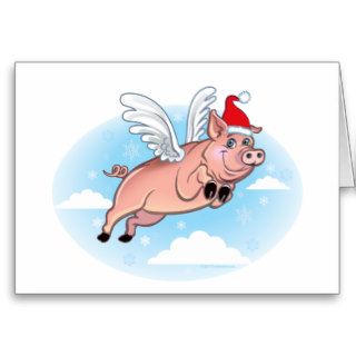 Flying Pig Christmas Card