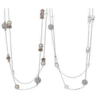 Journee Collection Silvertone Base Faux Pearl Glass Stone Necklace Journee Collection Fashion Necklaces