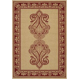 Dundee Burgundy Border Indoor/Outdoor Rug (5'3 x 7'6) Surya Accent Rugs