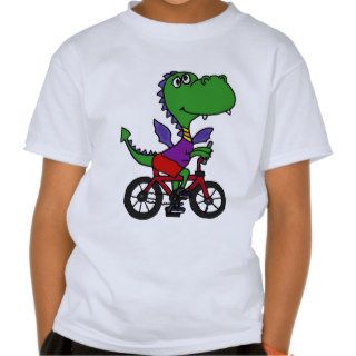 XX  Funny Dragon Riding Bicycle T Shirts