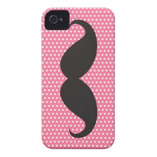 Black mustache chic pink polka dots funny trendy iPhone 4 cases