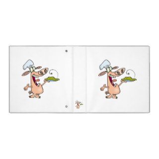 funny pig chef with pig slop dish cartoon 3 ring binders