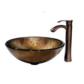 VIGO Russet Glass Vessel Sink and Faucet Set in Oil Rubbed Bronze Vigo Sink & Faucet Sets