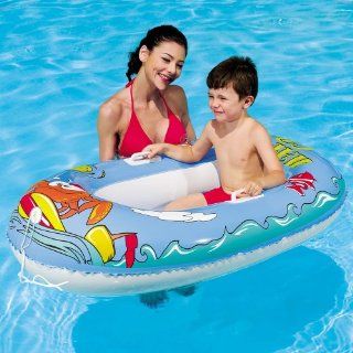Happy Crustacean   Poolboot 137x89 cm, buntes Meerestier Design, Vinyl, blau Sport & Freizeit