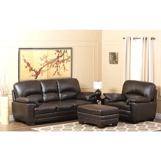 Abbyson Living Charleston Premium Top grain Leather Sofa, Armchair and Ottoman Set Abbyson Living Sofas & Loveseats