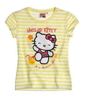Hello Kitty Mädchen T Shirt, Farbe gelb gestreift, Gr.140 Bekleidung