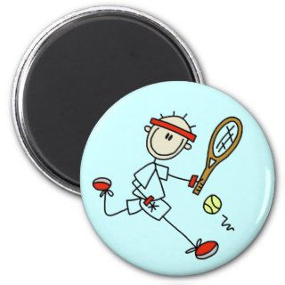 Stick Figure Tennis Player Magnet