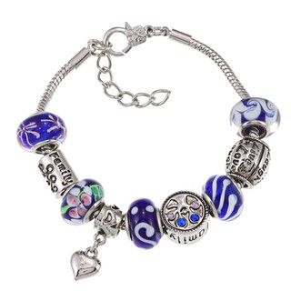 La Preciosa Silverplated Blue Glass Bead Charm Bracelet La Preciosa Crystal, Glass & Bead Bracelets