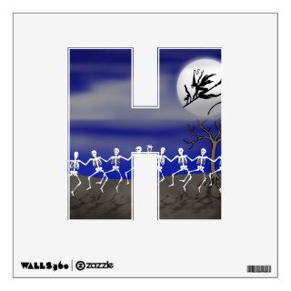 Letter H Initial   Halloween Moonlit Party Scene Room Decal