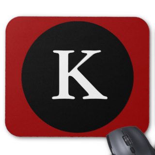 Initial K / Letter K Red Black & White Mousepad