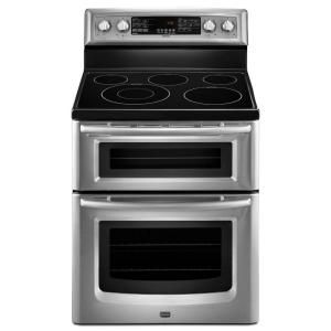 Maytag 6.7 cu. ft. Double Oven Electric Range with Self Cleaning Convection Oven in Stainless Steel MET8776BS