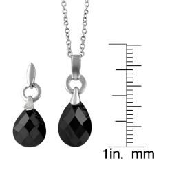 Tressa Sterling Silver Black Drop Necklace and Earring Set Tressa Jewelry Sets