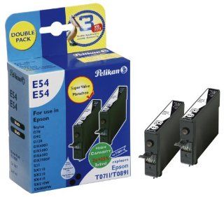 Pelikan E54E54 Druckerpatronen Double Pack ersetzt Epson T071 140/ T089 140, 2 x 9 ml, schwarz Bürobedarf & Schreibwaren