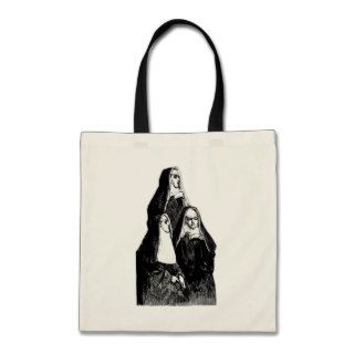 Vintage Nun Illustration Canvas Bags