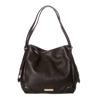 Burberry Small Dark Brown Grainy Leather Tote Bag Burberry Designer Handbags