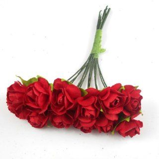 BestOfferBuy 144 Seidenpapier Papierblume Rose DIY Scrapbook Hochzeit rot 15mm Küche & Haushalt