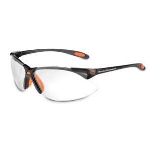 Harley Davidson HD1200 Series Safety Glasses with Clear Tint Hardcoat Lens and Black Frame HD1200