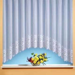 iovivo Blumenfensterstore Miriam mit C Bogen + Blumenbordüre, weiß Einzel Fertigstore, weiß, 145X450 Küche & Haushalt