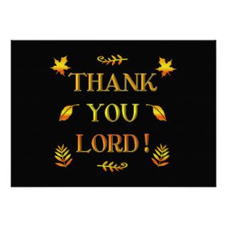 Thank You Lord (with Autumn colored leaves) Custom Announcements