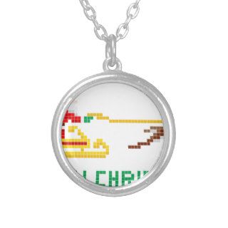 Pixel art Christmas Santa and Sled Jewelry