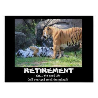 Funny Sleeping Tiger (16x12), RETIREMENT Poster