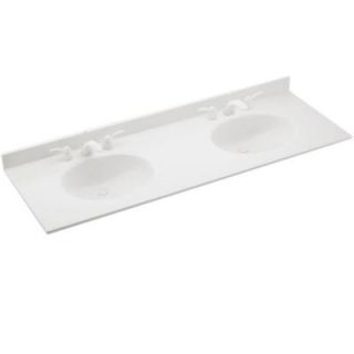 Swanstone Ellipse 61 in. W Solid Surface Double Basin Vanity Top in White VT2B2261 010