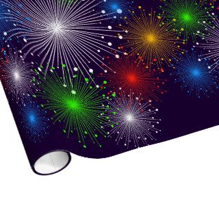 Cute Retro Fireworks, Colorful Abstract Vector Gift Wrap