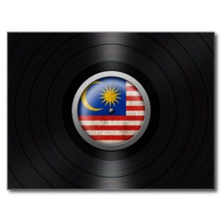 Malaysian Flag Vinyl Record Album Graphic Postcard