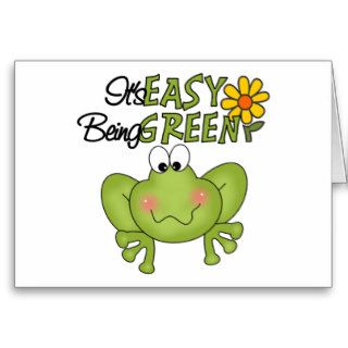 Easy Being Green Frog Greeting Cards