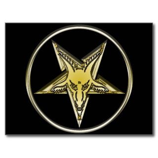 Inverted Pentagram with Golden Goat Head Post Cards