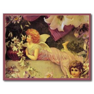 Vintage Angel Floral Postcard