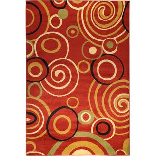 Antep Collection Red Contemporary Scrolls Rug (8' x 10') 7x9   10x14 Rugs
