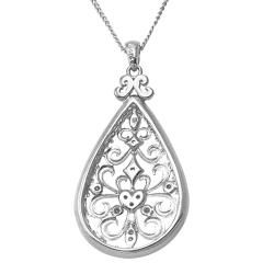 Hollywood Retro Platinum over Silver 1/10ct TDW Diamond Necklace (I J, I1 I2) Hollywood Retro Diamond Necklaces