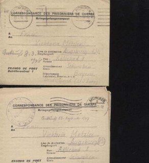 2 Kriegsgefangenenbriefe einmal mit Antwortteil eines deutschen Soldaten 1947/48 aus dem franzsischen Lager 173 Castres und 161 Larzac nach Augsburg mit Zensur unbekannt Bücher