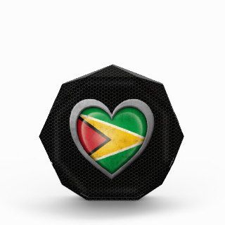 Guyanese Heart Flag Steel Mesh Effect Awards