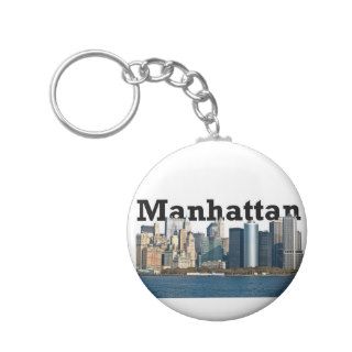 New York skyline with "Manhattan" in the sky above Keychain