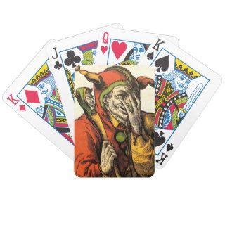 Classic medieval Joker, Jester or Fool. Vintage. Deck Of Cards