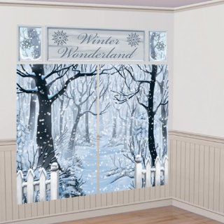 Wandtattoo Wanddekoration, Winterlandschaft, bedruckte Folie, 190 cm x 165 cm Küche & Haushalt