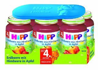 Hipp Erdbeere mit Himbeere in Apfel 6 x 190g plus Löffelbox gratis, 1er Pack (1 x 1.14 kg) Lebensmittel & Getränke