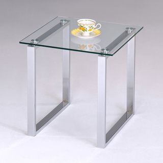 K&B Glass and Chrome End Table Coffee, Sofa & End Tables