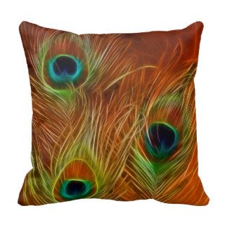 Trio of peacock feathers square pillow